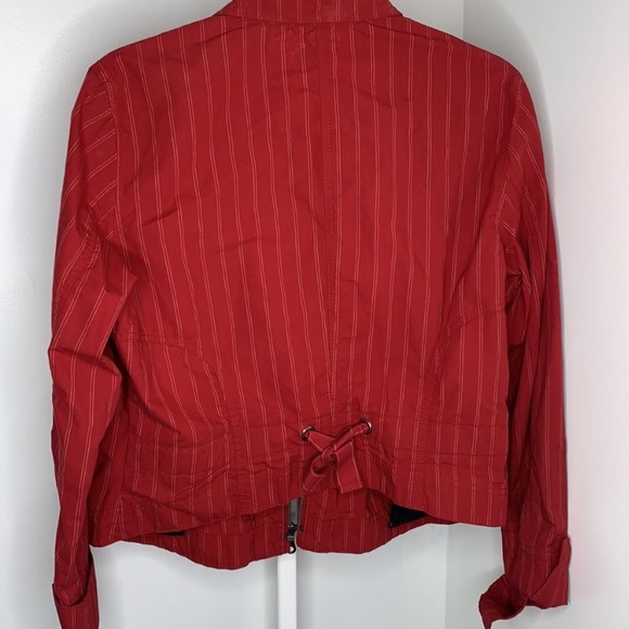 Sandwich Red Striped Cotton Women’s Zip Up Jacket - Picture 7 of 8